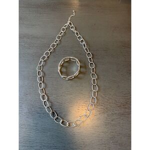 vintage NEW silver AVON necklace bracelet set signed